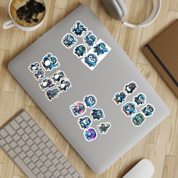 Penguinati, IPS Cyborg Penguin Designs, Sticker Sheet Bundle | 5pcs Colorful Designs  ,Fun Decor & Gifts - Image 15