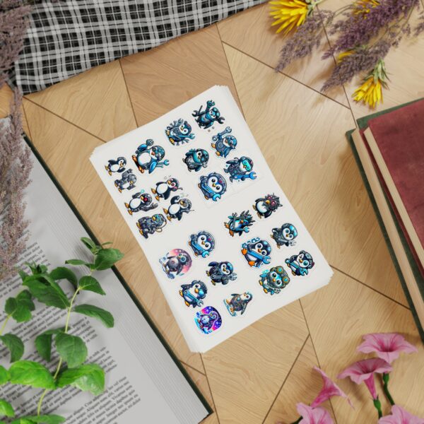 Penguinati, IPS Cyborg Penguin Designs, Sticker Sheet Bundle | 5pcs Colorful Designs  ,Fun Decor & Gifts - Image 4