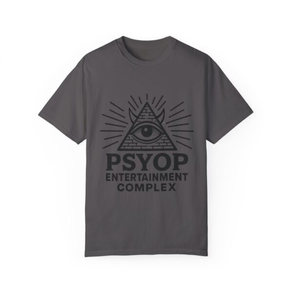 Psyop Entertainment Complex Unisex Garment-Dyed T-Shirt | Trendy Graphic Tee for Music Festivals & Casual Outings - Image 5