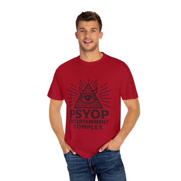 Psyop Entertainment Complex Unisex Garment-Dyed T-Shirt | Trendy Graphic Tee for Music Festivals & Casual Outings - Image 12